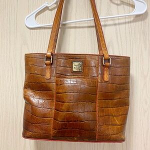 Dooney and  Bourke’s   Brown Croc Embossed Leather  Shoulder Bag .